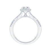 14K White Gold Round Diamond Halo Engagement Ring With 62 Diamonds .31