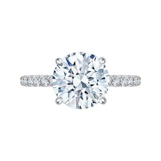 14K White Gold Round Diamond Engagement Ring Mounting With 49 Diamonds