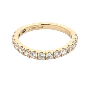 14K Yellow Gold Round Cut Diamond Wedding Band With 15 Diamonds .76 Td