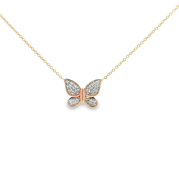 10k Yellow Gold Natural Diamond Butterfly Pendant With 16 Diamonds At