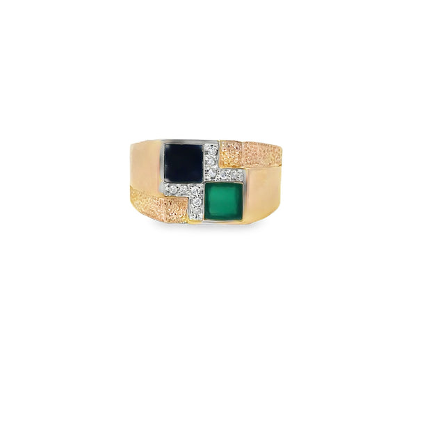 Vintage 10Kt Yellow Gold Ring Set With 10 Natural Round Single Cut Dia
