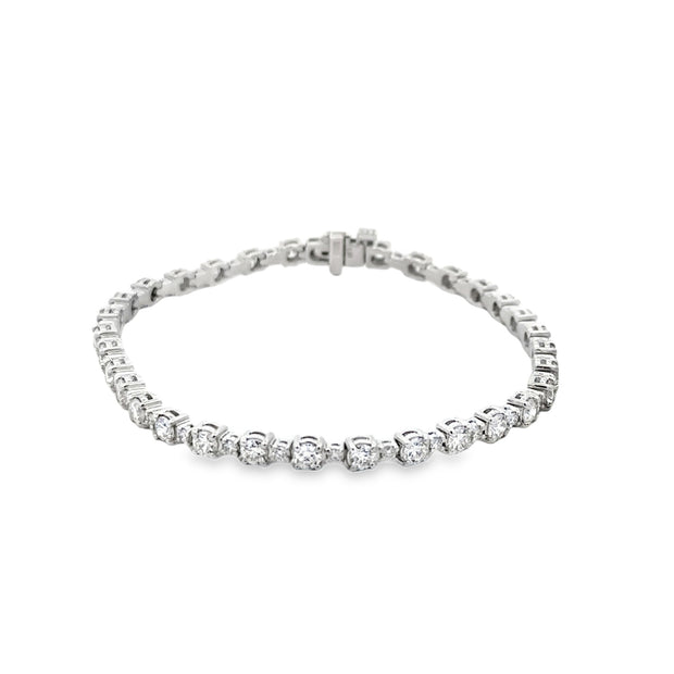 Lady's White 14 Karat Diamond Tennis Bracelet Length 7" With 64 = 3.89