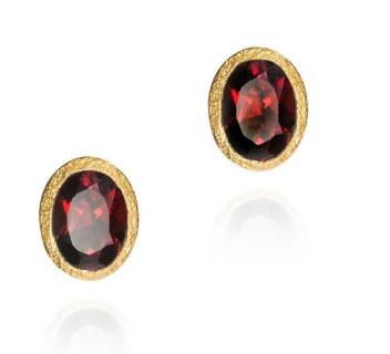 JORGE REVILLA STERLING SILVER ZEN COLLECTION GARNET EARRINGS WITH 18KT