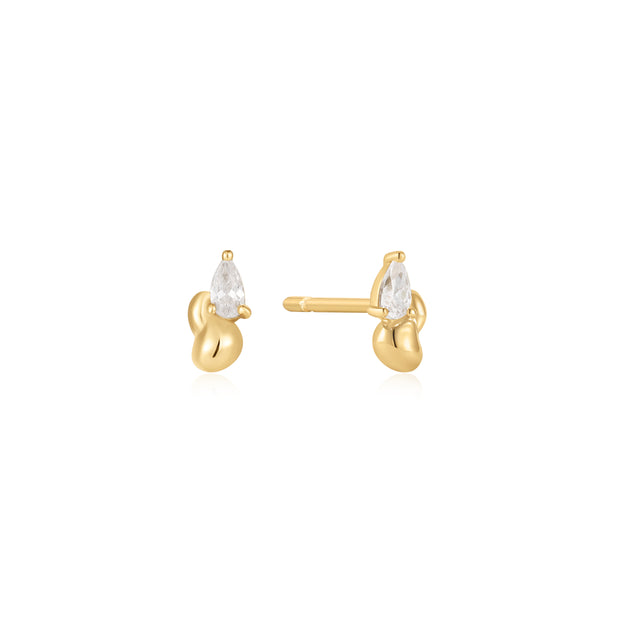 Sterling Silver Gold Plated Twisted Wave Stud Earrings