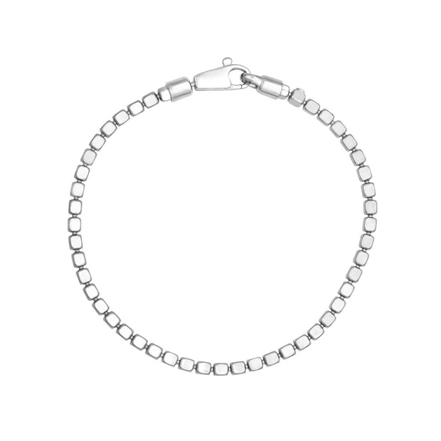 Sterling Silver 2.86mm Diamond Cut Cube Bracelet