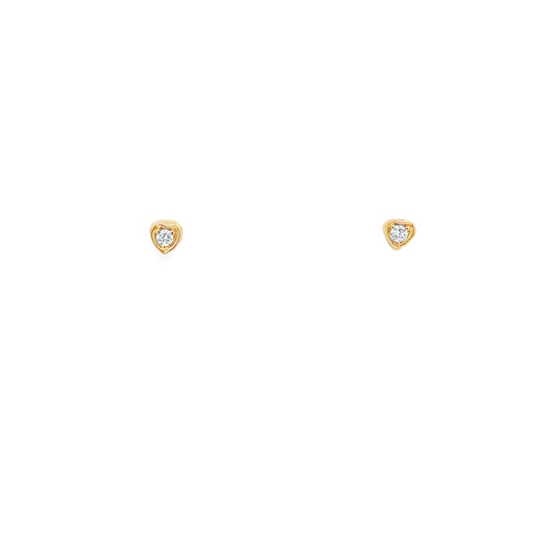 Lady's Yellow 10 Karat Diamond Heart Studs Earrings With 2 = 0.13Tw Ro