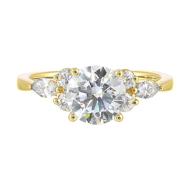 14kt Yellow Gold Ring With 4 Round and 2 Marquise Shapped Diamonds .38