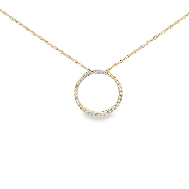 Lady's Yellow 14 Karat Diamond Pendant Length 18 With 36 = 0.15Tw Roun