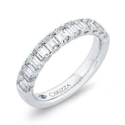 14K White Gold Emerald Cut Diamond Wedding Band With 11 Diamonds 1.65