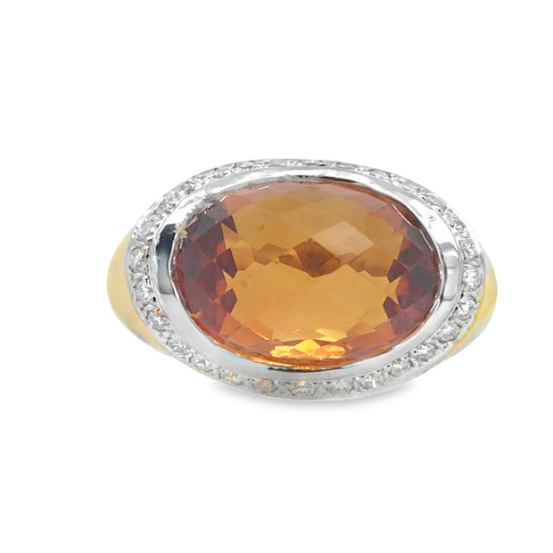 Vintage 14Kt Yellow Gold Ring Set With 28 Round Brilliant Cut Diamonds