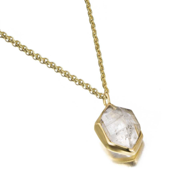 Jorge Revilla Herkimer Hexagon Quartz Sterling Silver Yellow Gold Over