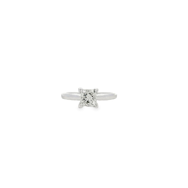 Vintage 14Kt White Gold Solitaire Set With One Natural Princess Cut Di