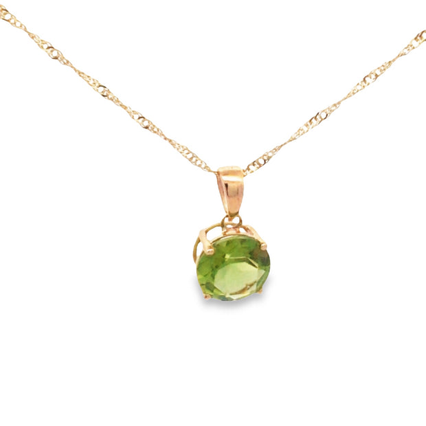 14kt Yellow Gold Pendant With 8mm Round Peridot 2.04ct
