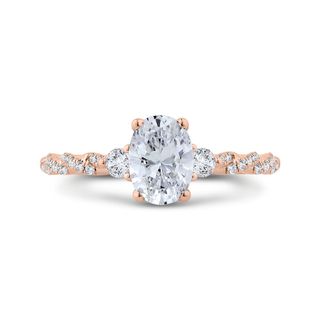 14K Rose Gold Diamond Engagement Ring Mounting With 31 Diamonds .23 Td