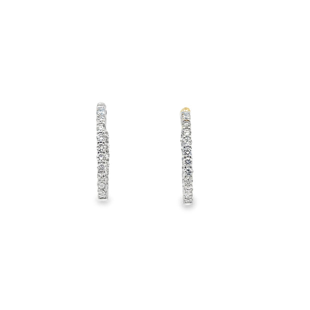 White Sterling Silver Lab-Grown Diamond Inside Out Hoop Earrings With