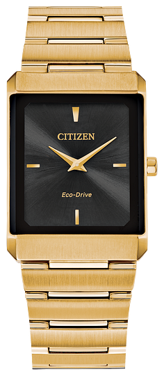 Men's Citizen Eco Drive Stiletto Watch With Gold Plated Stainless Stee