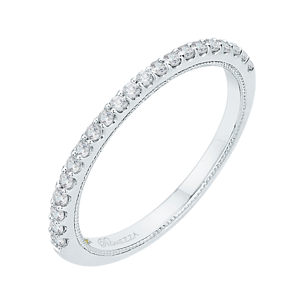 14Kt White Gold Promizza Wedding Band with 22 Round Diamonds  with Miligrain setting on inside shank .23Ct TDW SI2 GHgoes with 100-1179