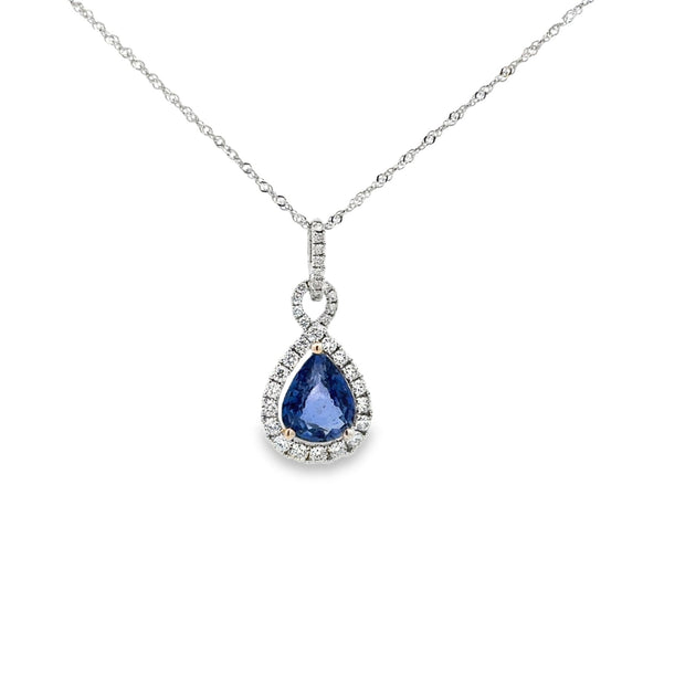 Lady's White 14 Karat Sapphire Pendant Length 18 With One = 2.14Ct Pea