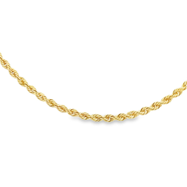 Vintage 14Kt Yellow Gold 3.0Mm Wide Solid Diamond Cut Rope Chain 21 In