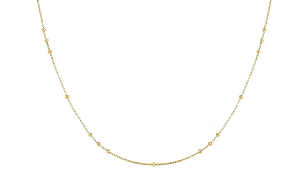 Sterling Silver Yellow Gold Plated Mini Bead Station Necklace