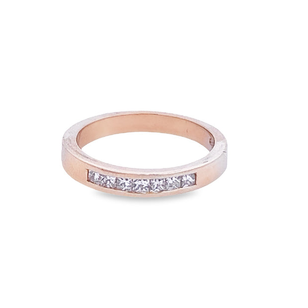 14Kt Yellow Gold Channel Set Band With 7 Si2I1, GH Princess Cut Diamonds .33Ct Tw