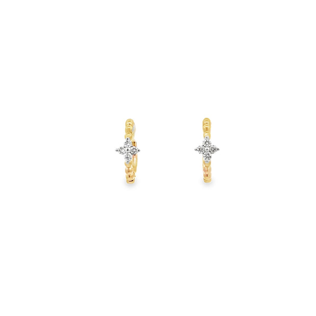 10k Yellow Gold Natural Diamond Clover Earrings With 8 Diamonds At 0.2