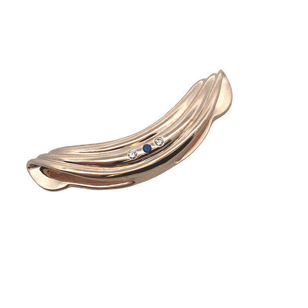 Vintage 14Kt Yellow Gold Omega Slide Flush Set With 2 Round Brilliant