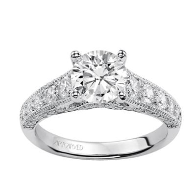 14kt White Gold Engagement Ring With 49 Round Diamonds Down The Channe