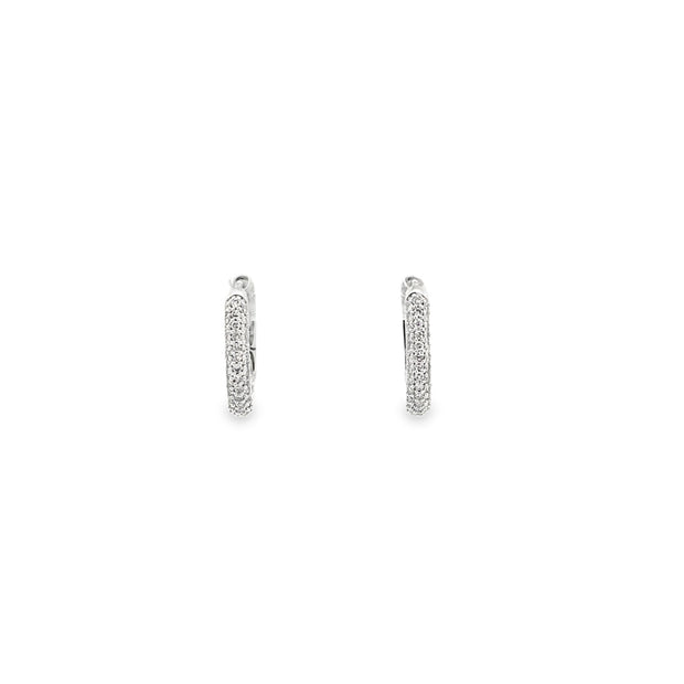 10k White Gold Natural Diamond Hoop Earings With 78 Diamonds At 0.20 t