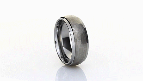 6mm Tungsten Dome Step Edge Hammer Band Size 9
