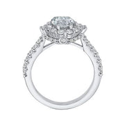 14K White Gold Oval Diamond Halo Engagement Ring Mounting With 41 Diam