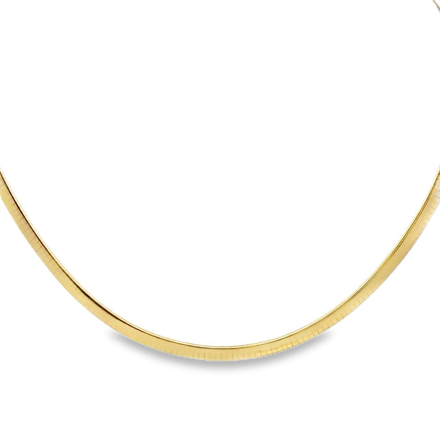 Vintage 14Kt Yellow Gold 6Mm 18 Inch Long Domed Omega Necklace 42.0 Gr