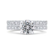 14K White Gold Round Diamond Solitaire Engagement Ring Mounting With 8