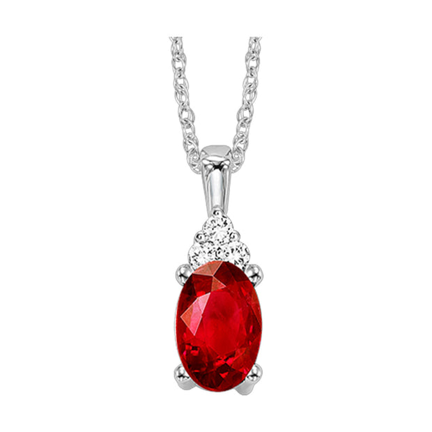 Lady's White 10 Karat Garnet Solitaire Pendants Length 18 With One = 0
