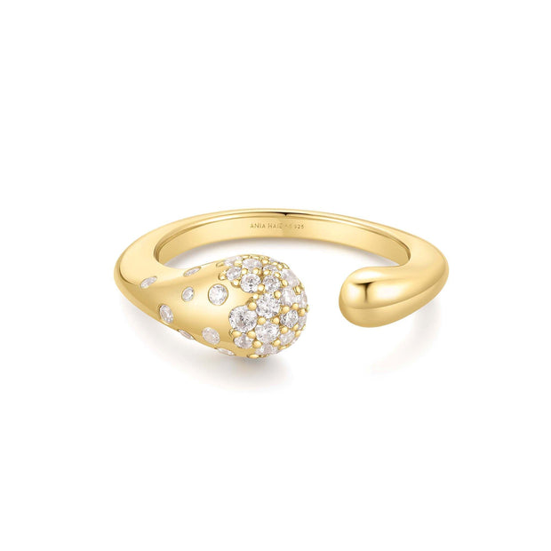 Sterling Silver Yellow Gold Plated Sparkling CZ  Sculptural Crossover