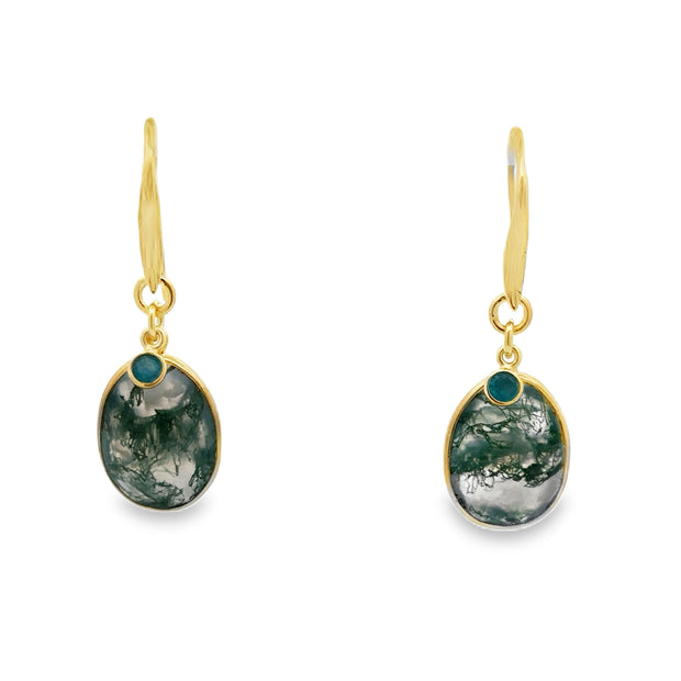 Jorge Revilla Moss Agate Hook Sterling Silver Earrings With Apatite 18