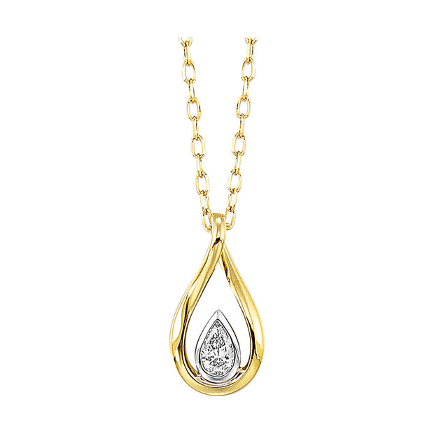 1414 White/Yellow Gold Pendant With 1 Pear Shaped Diamond .10ct I/J I1