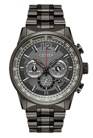 Citizen  Eco-Drive Black Stainless Steel Chronograph Watch With Gray F