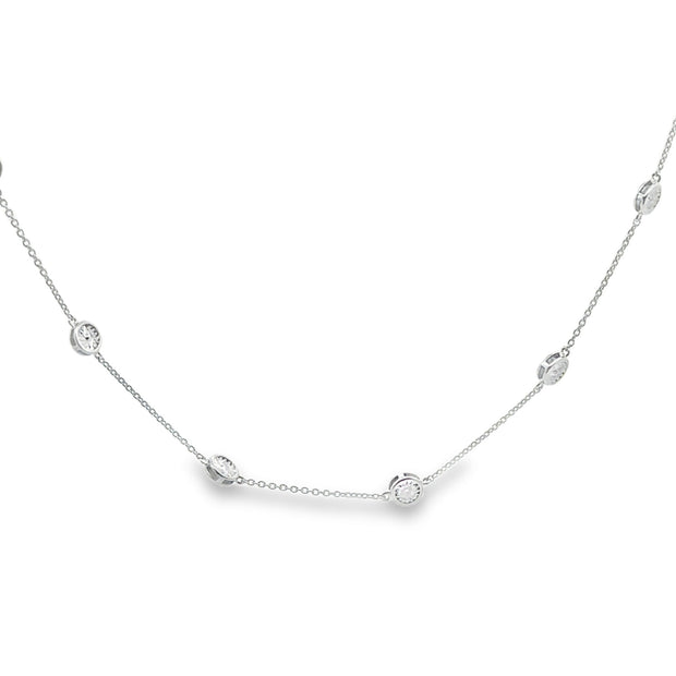 Lady's White 14 Karat Diamond By The Yard Diamond Necklace Length 20,