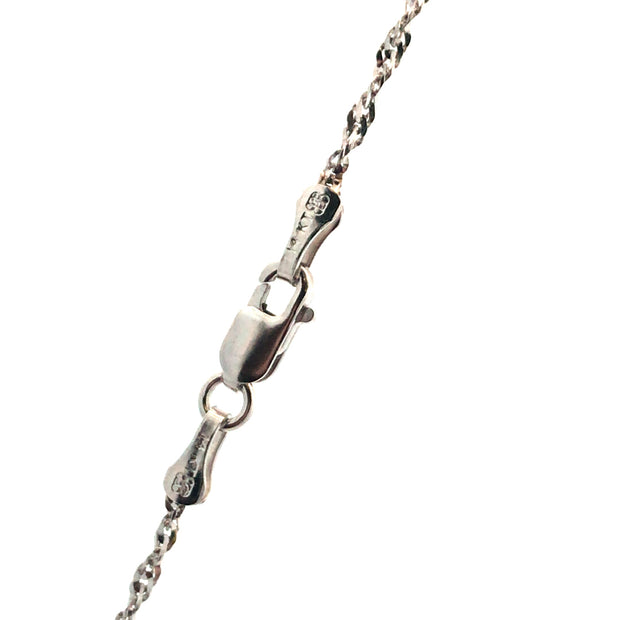 14Kt White Gold 20" 1mm Singapore Chain With Lobster Clasp 2.3Gr