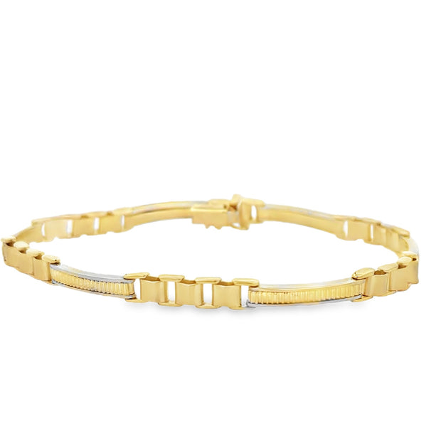 Vintage 14 Karat Yellow And White Gold Bracelet 8.5 Inches Long And We