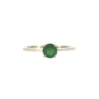 Sterling Silver Birthstone Ring With 1 Round Emerald .46tw