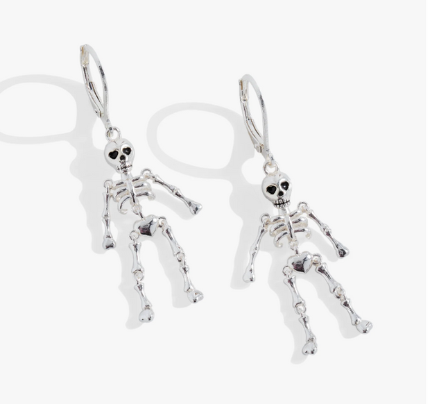 Sterling Silver Skeleton Dangle Earrings