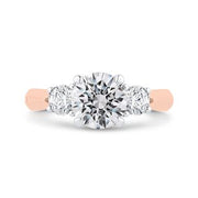 14K Two-Tone Gold Round Diamond Three-Stone Engagement Ring Mounting W