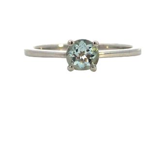 Sterling Silver Birthstone Ring With 1 Round Aquamarine .46tw
