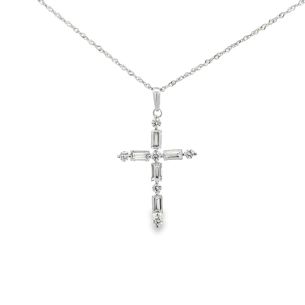 Lady's White 14 Karat Diamond Pendant Length 18 With 6 = 0.24Tw Round