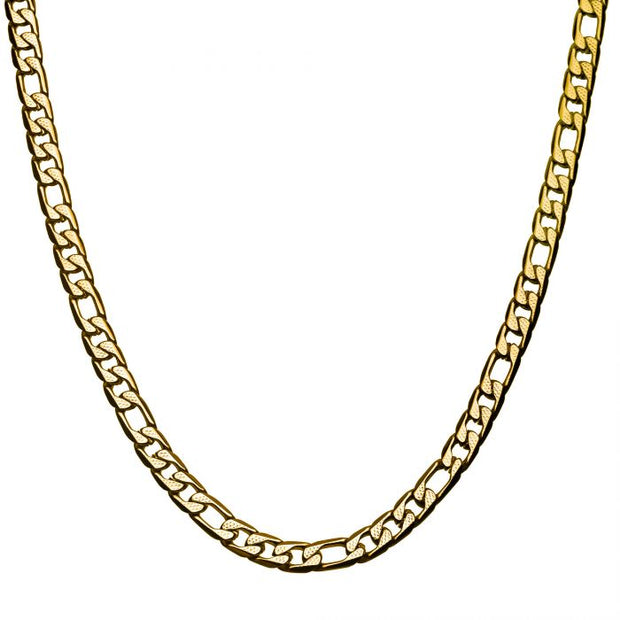 Stainless Steel 7.5mm  Gold Plated Dust Pattern Curb Chain 22 inch