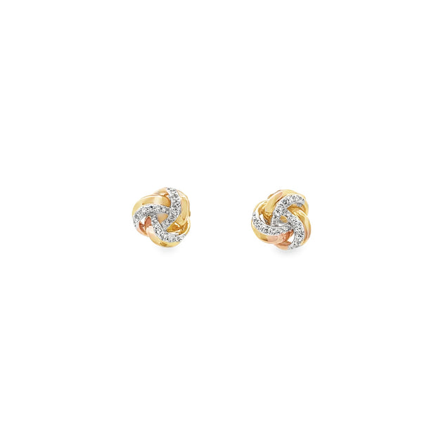 10k Yellow Gold Natural Diamond Swirl Earrings With 34 Diamonds At 0.1