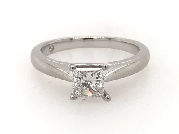 Platinum Engagement Ring With 1 Princess Cut Diamond = .71ct, VS1 H  IGI 31806644Retail 5999  Estate 4599