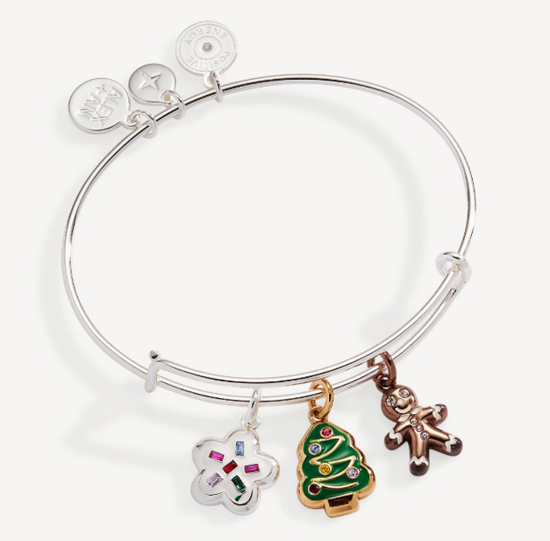 Sterling Silver Holiday Christmas Cookies Bangle